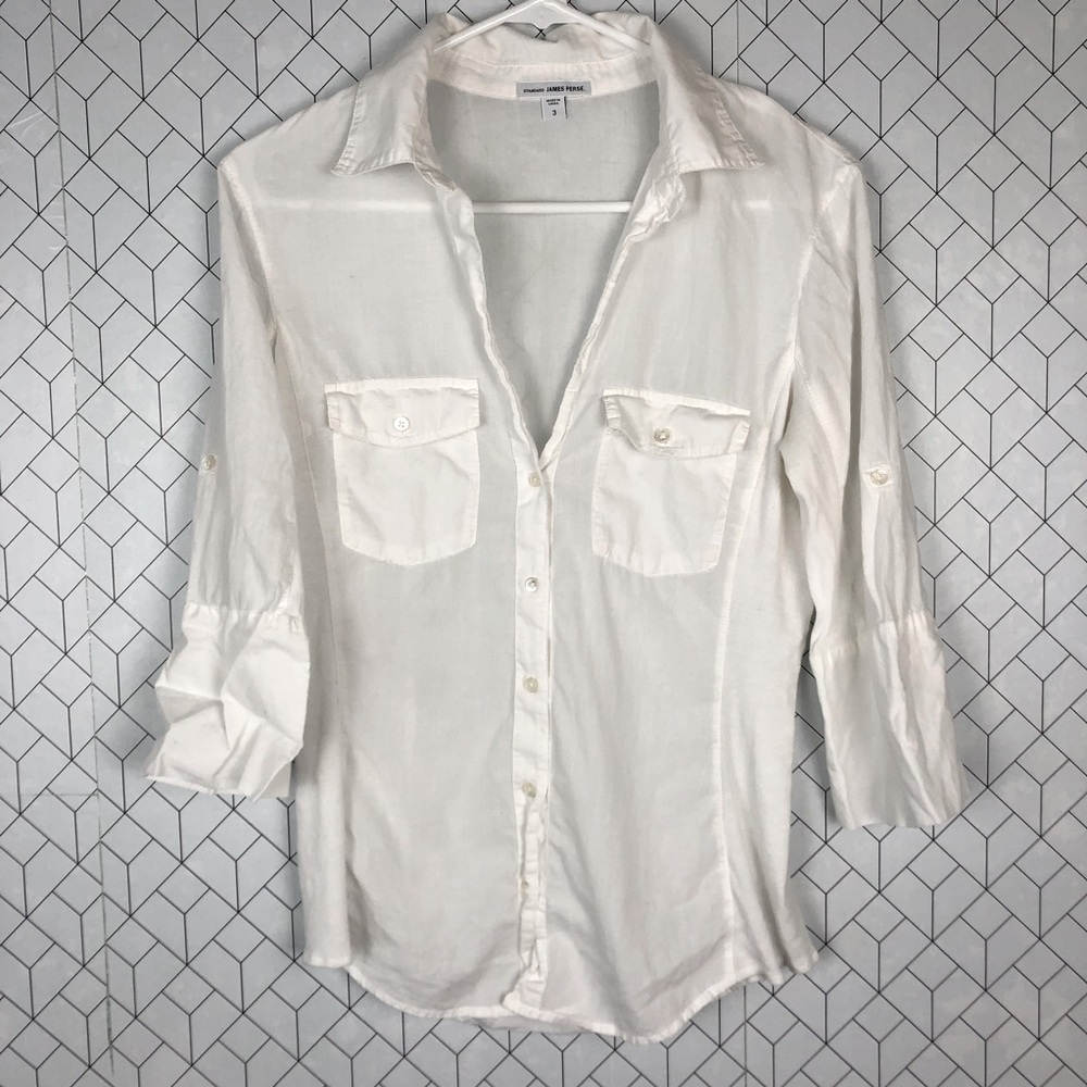 James Perse Contrast Ribbed Surplus Shirt